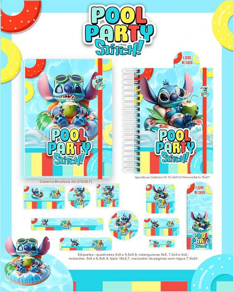 Arquivo Digital Escolar 2026 Pool Party Stitch