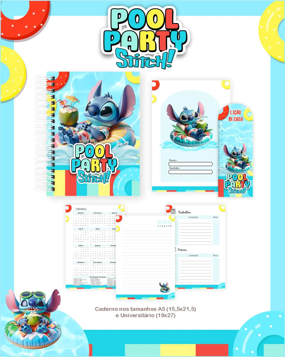 Arquivo Digital Escolar 2026 Pool Party Stitch 3