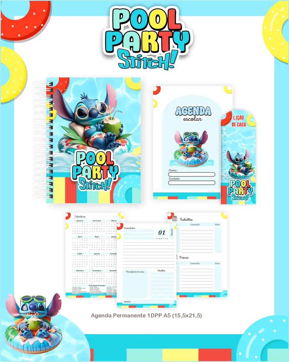 Arquivo Digital Escolar 2026 Pool Party Stitch 4