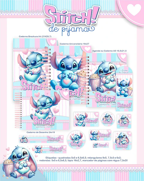 Arquivo Digital Escolar 2026 Stitch de Pijama