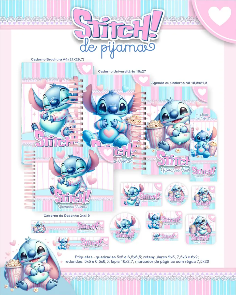 Arquivo Digital Escolar 2026 Stitch de Pijama 1
