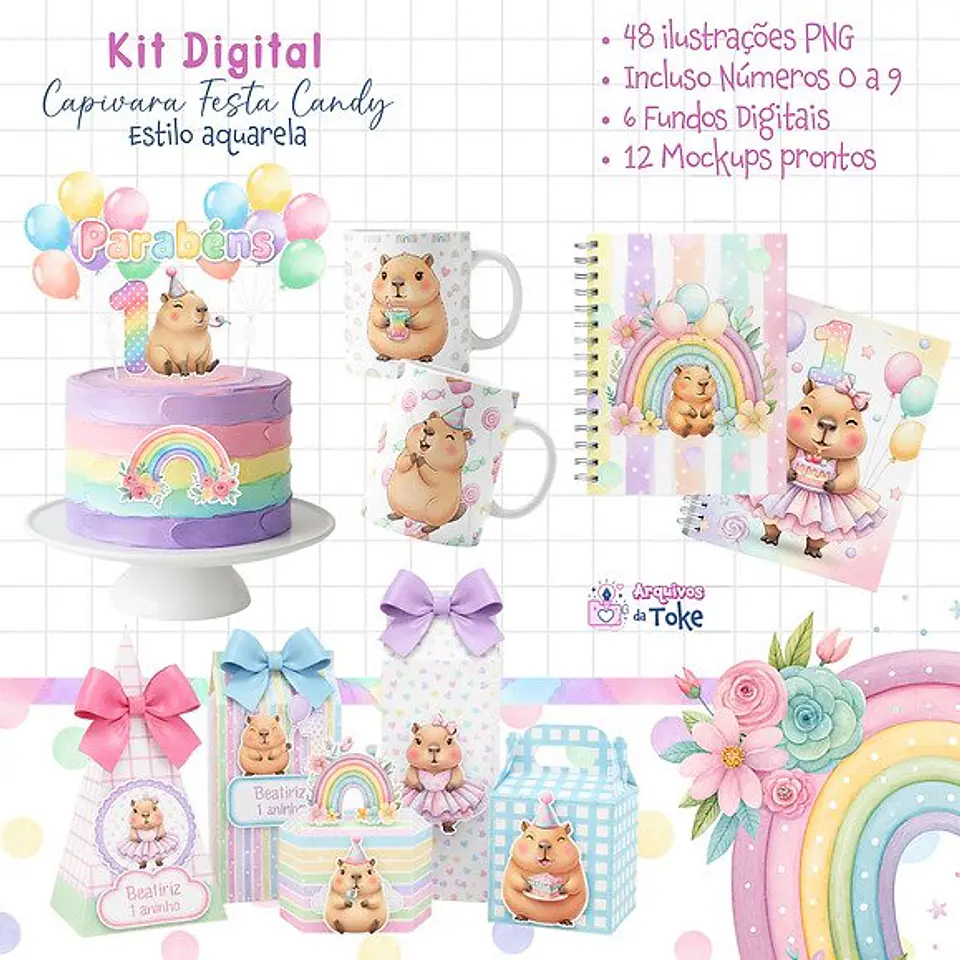 Kit Digital Capivara Festa Candy 1
