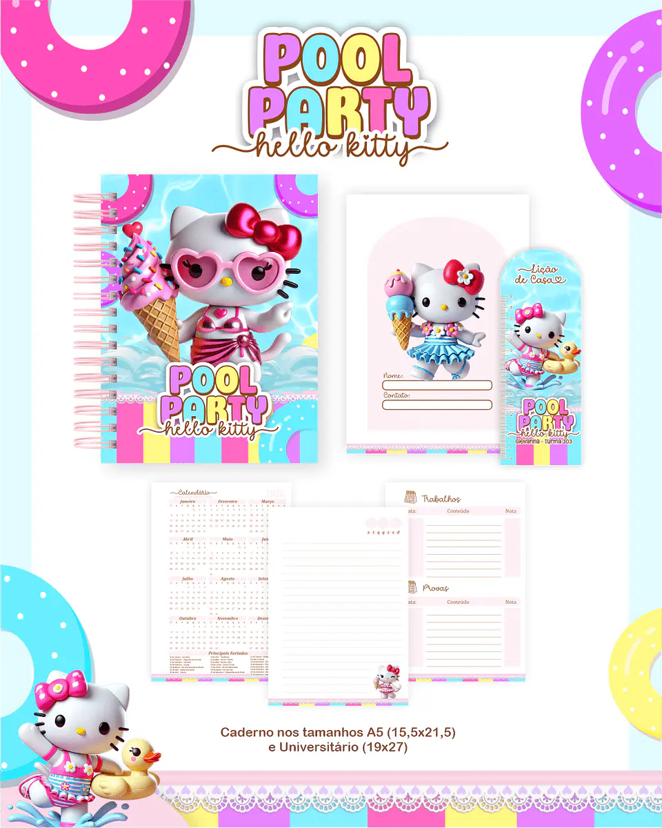 Arquivo Escolar Hello Kitty Pool Party 4