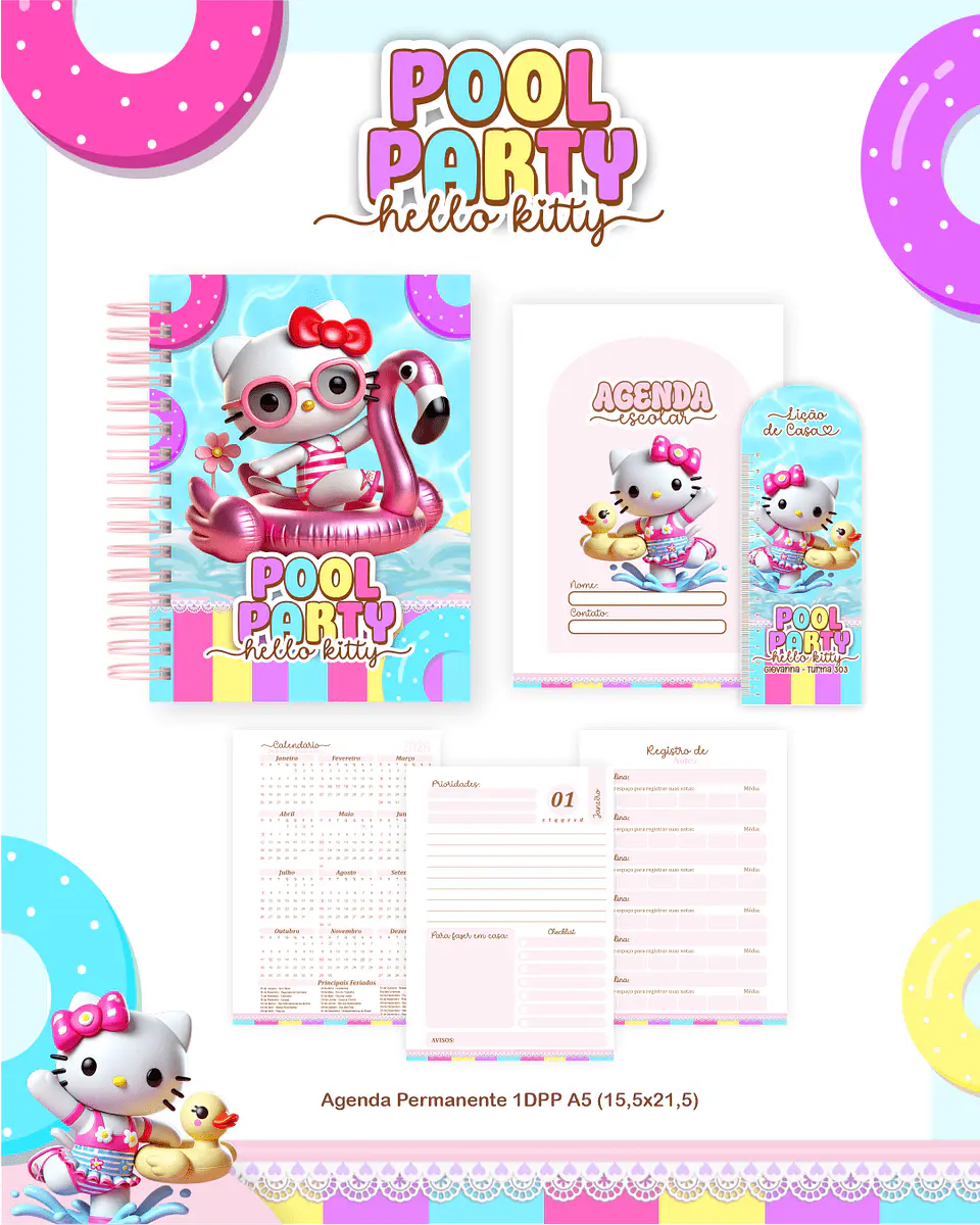 Arquivo Escolar Hello Kitty Pool Party 5