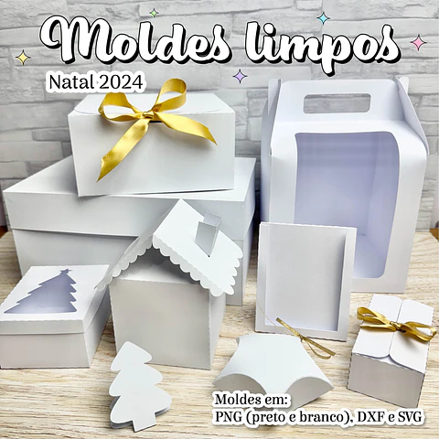 Arquivo de Corte Kit Moldes Limpos Caixas Natalinas