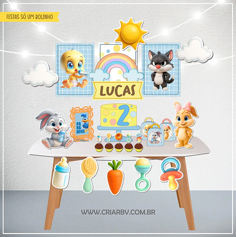 Arquivo de Corte Kit Festa Looney Tunes Baby