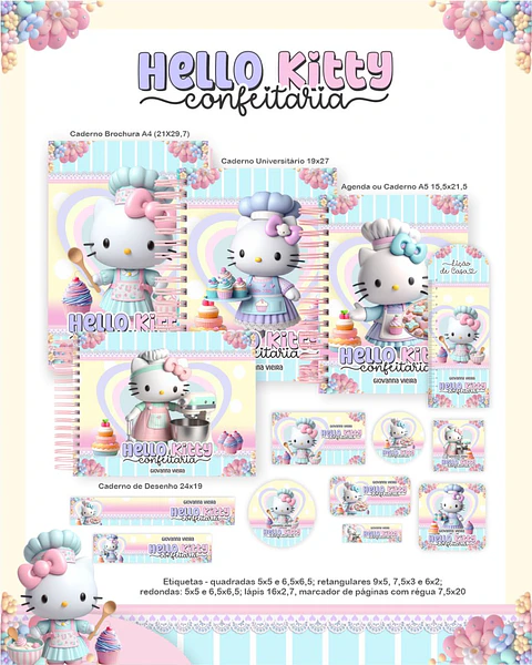 Arquivo Digital Escolar 2026 Hello Kitty Confeitaria