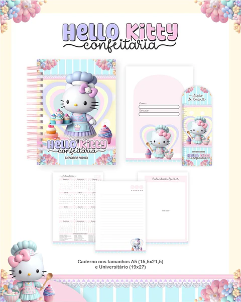 Arquivo Digital Escolar 2026 Hello Kitty Confeitaria