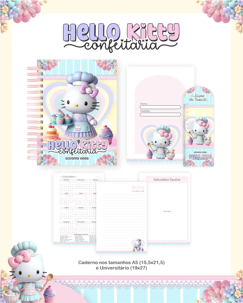 Arquivo Digital Escolar 2026 Hello Kitty Confeitaria 2