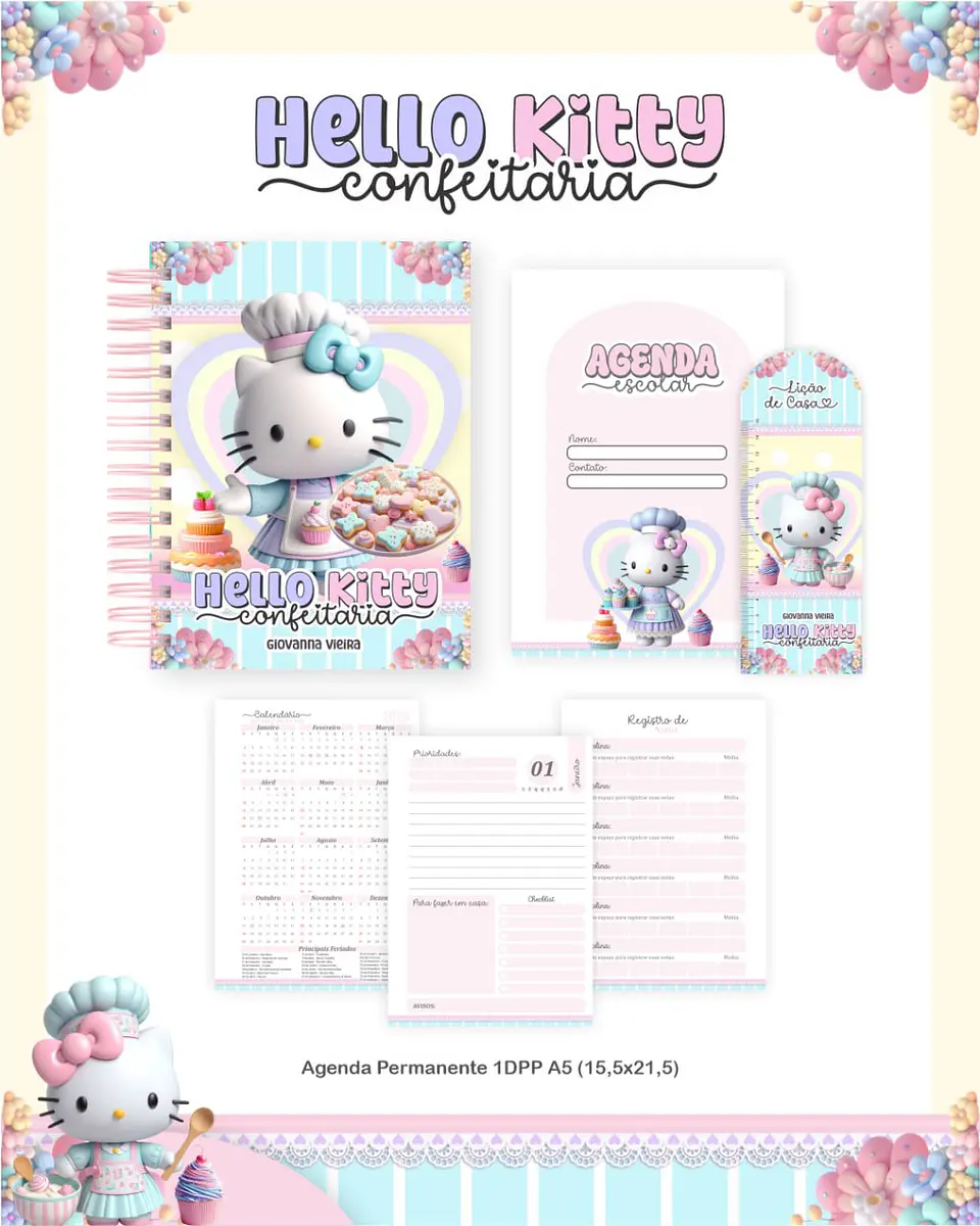 Arquivo Digital Escolar 2026 Hello Kitty Confeitaria 5