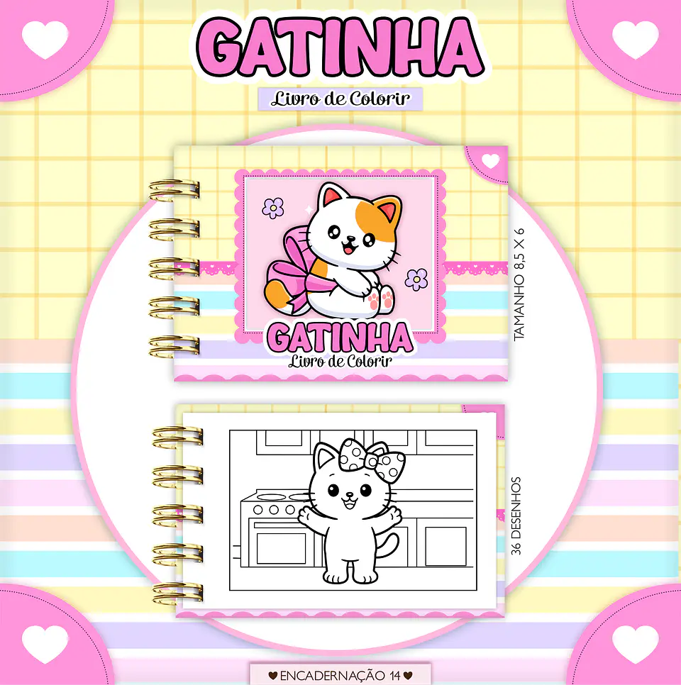 Arquivo Digital Mini Livro de Colorir Gatinha 1