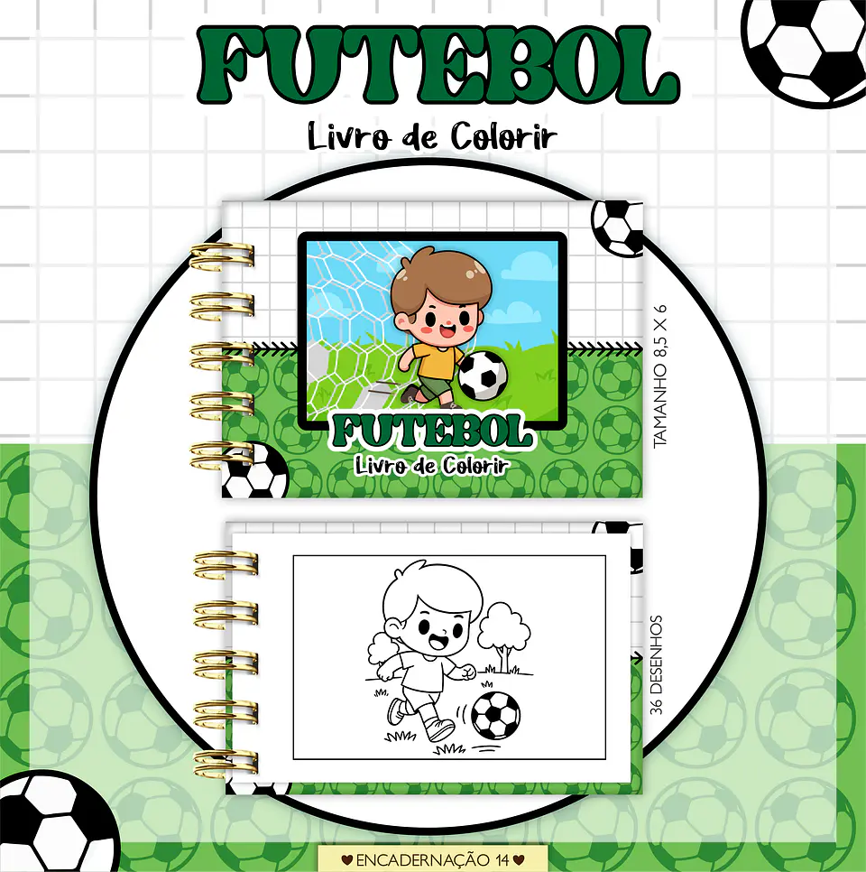 Arquivo Digital Mini Livro de Colorir Futebol 1