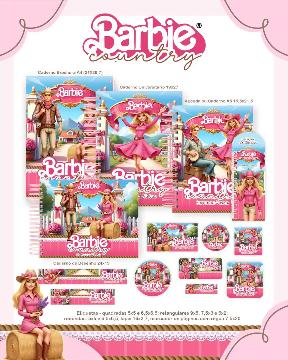 Arquivo Combo Escolar Completo – Barbie Country 1