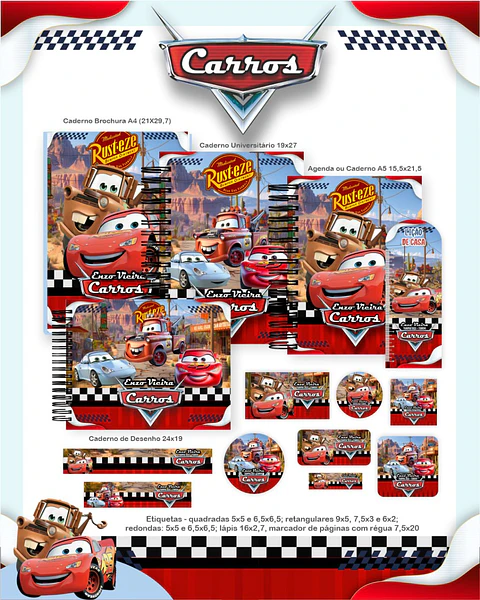 Arquivo Digital Escolar 2026 Carros Disney