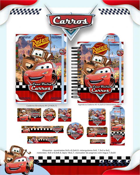 Arquivo Digital Escolar 2026 Carros Disney