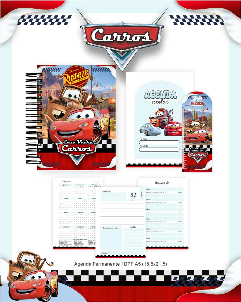 Arquivo Digital Escolar 2026 Carros Disney 3