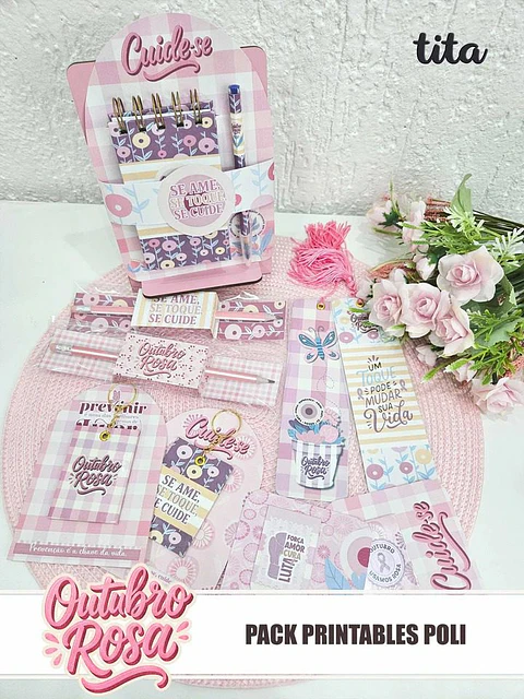 Arquivo de Corte Kit Printables 2 Polly Outubro Rosa