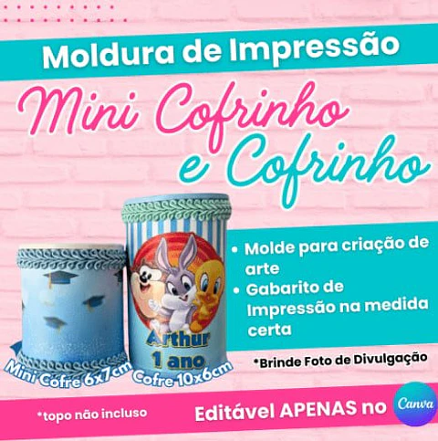 Arquivo de Corte Moldura de Impressão Mini Cofrinho e Cofrinho