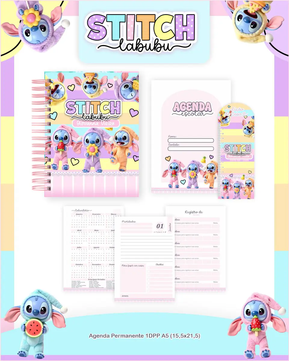 Arquivo Digital Escolar 2026 Stitch Labubu 3