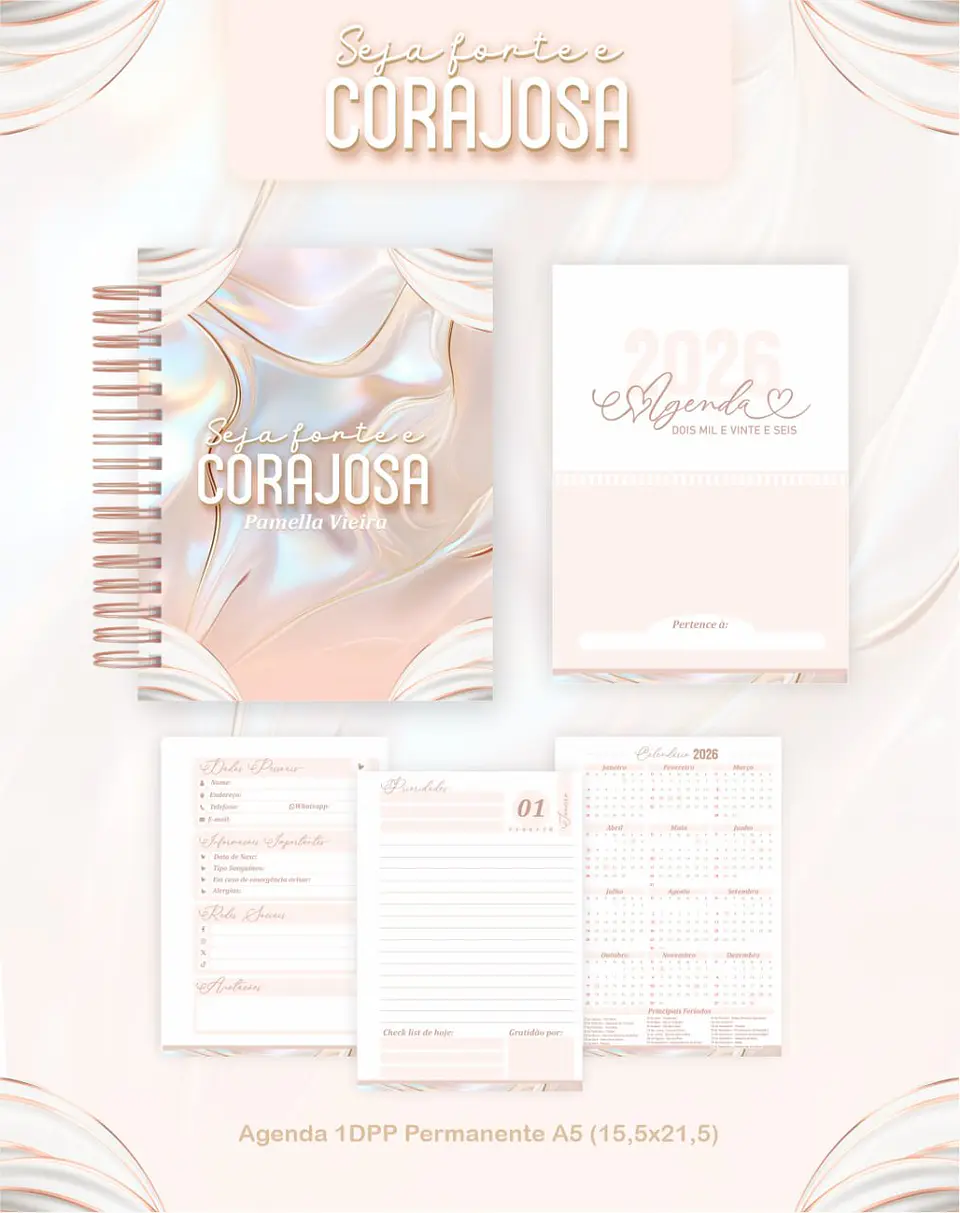 Arquivo Digital Planners e Agendas 2026 Sou Forte e Corajosa 2