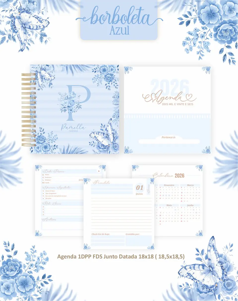 Arquivo Digital Planners e Agendas 2026 Borboleta Azul 5