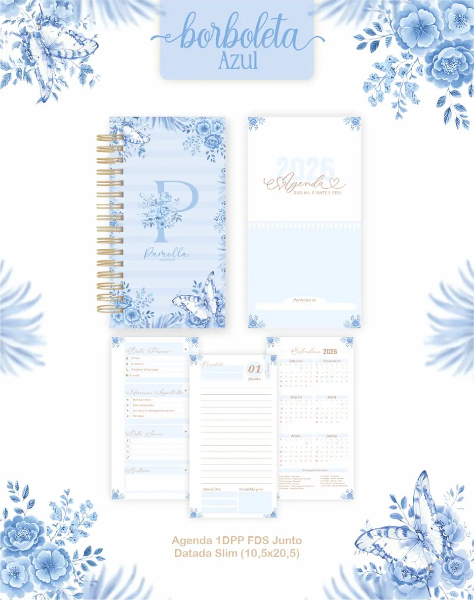 Arquivo Digital Planners e Agendas 2026 Borboleta Azul 6
