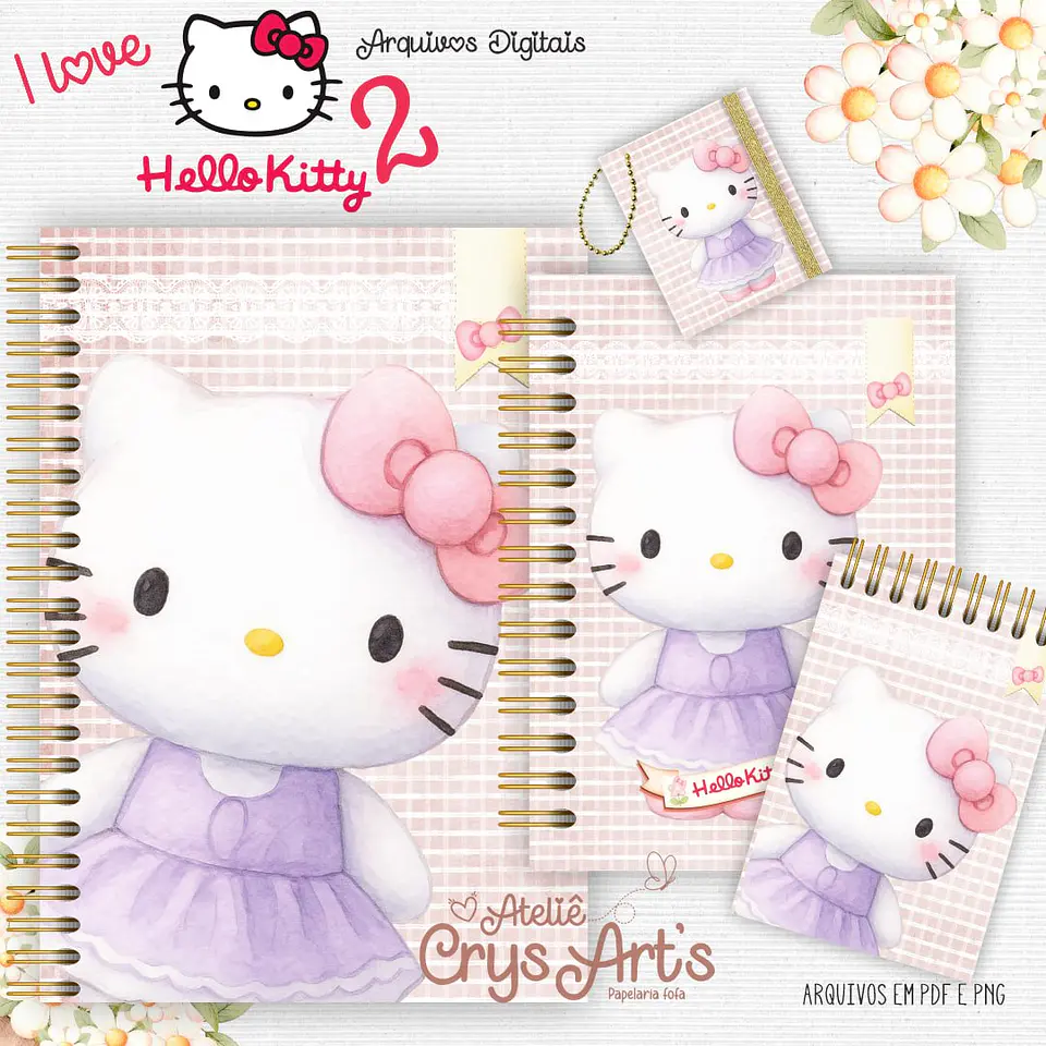 Arquivos Digitais Kit I Love Hello Kitty 2 1