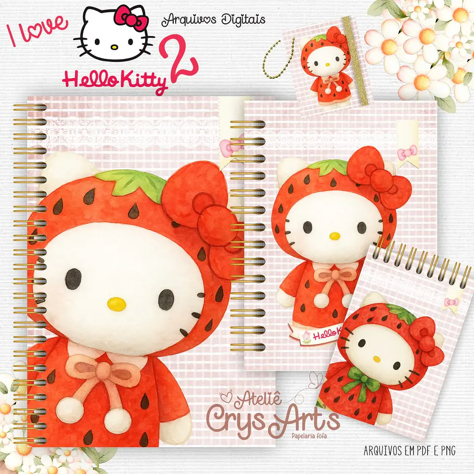 Arquivos Digitais Kit I Love Hello Kitty 2 3