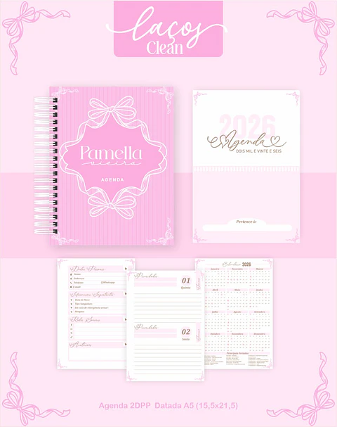 Arquivo Digital Planners e Agendas 2026 Laços Clean