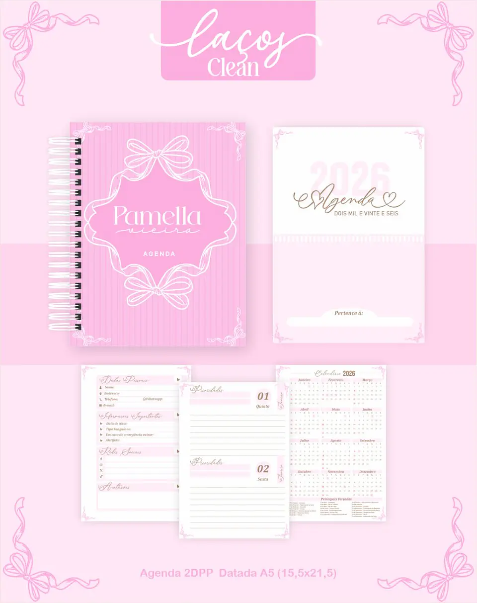 Arquivo Digital Planners e Agendas 2026 Laços Clean 2