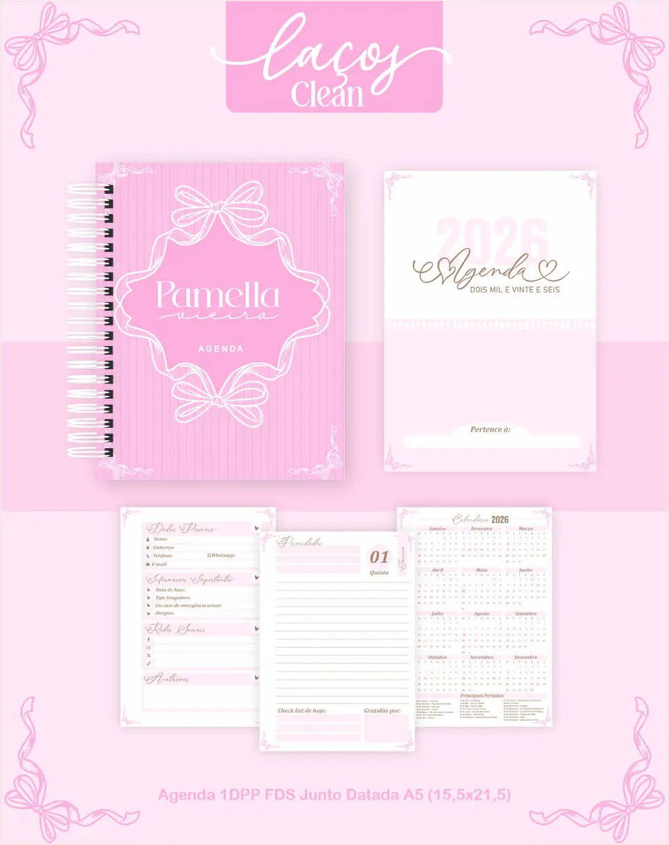 Arquivo Digital Planners e Agendas 2026 Laços Clean 6