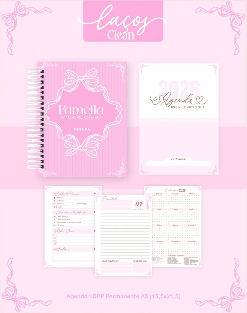 Arquivo Digital Planners e Agendas 2026 Laços Clean 8