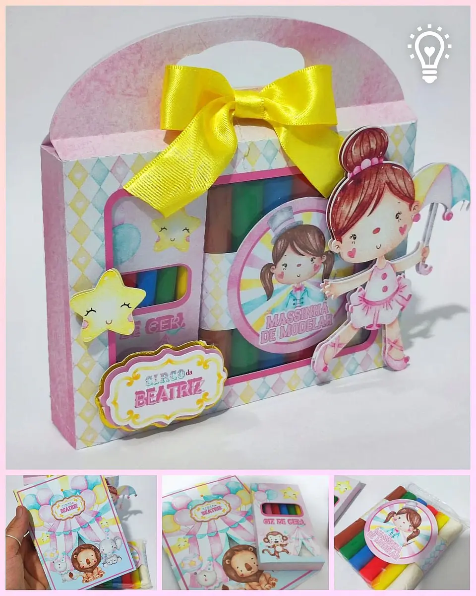 Arquivo de Corte Kit Colorir Circo Rosa Menina 1