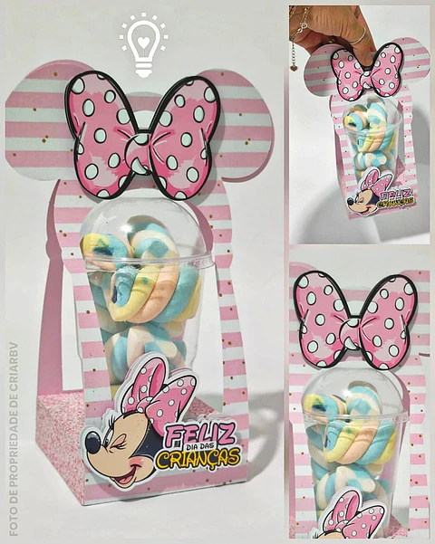 Arquivo de Corte Caixa Copo Bolha Minnie Dia das Crianças