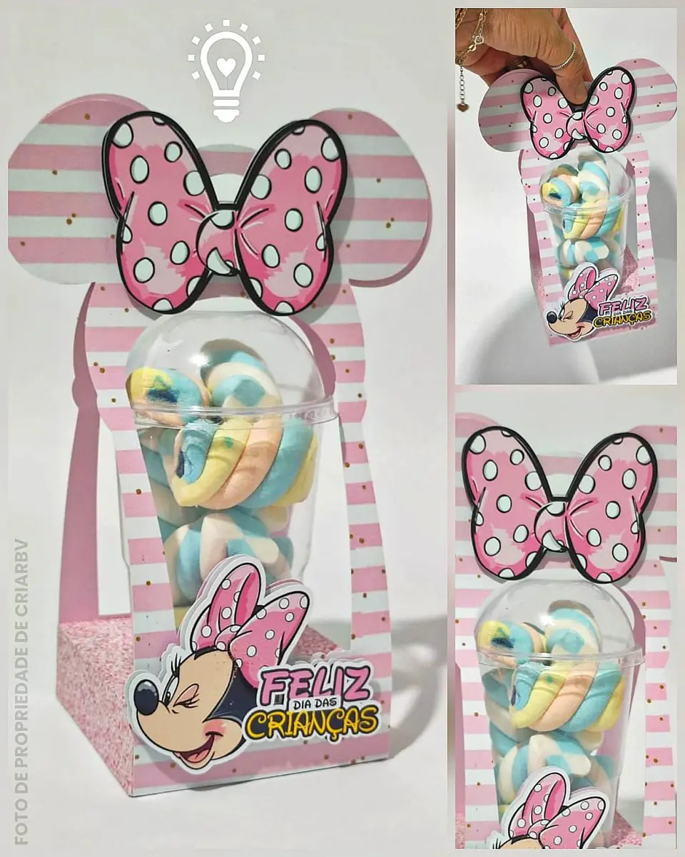 Arquivo de Corte Caixa Copo Bolha Minnie Dia das Crianças 1