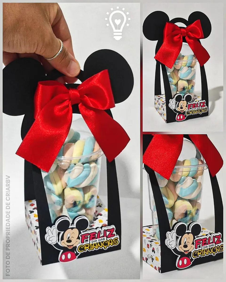 Arquivo de Corte Caixa Copo Bolha Mickey Dia das Crianças 1