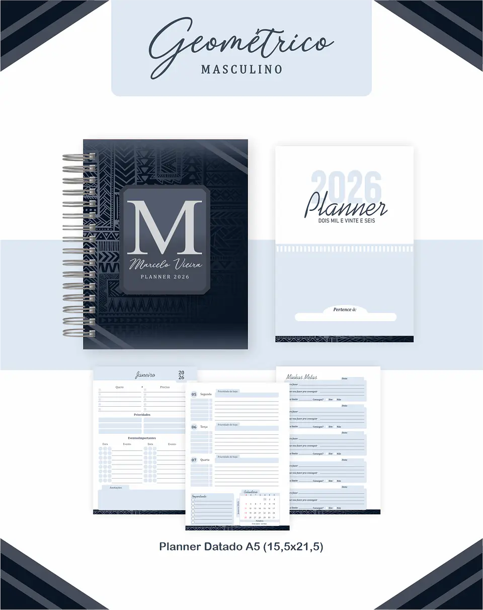 Arquivo Geométrico Masculino – Agendas | Planners 2026 2