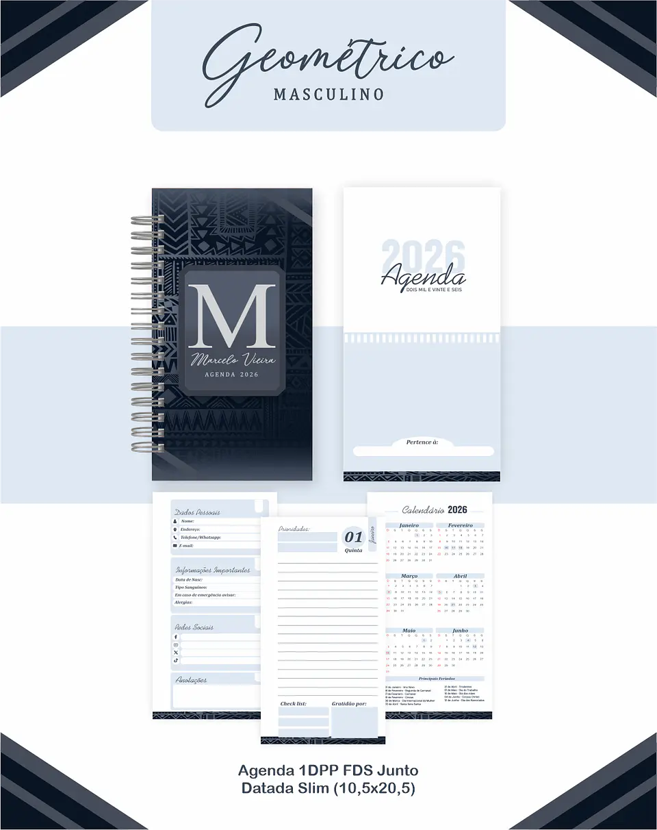 Arquivo Geométrico Masculino – Agendas | Planners 2026 5