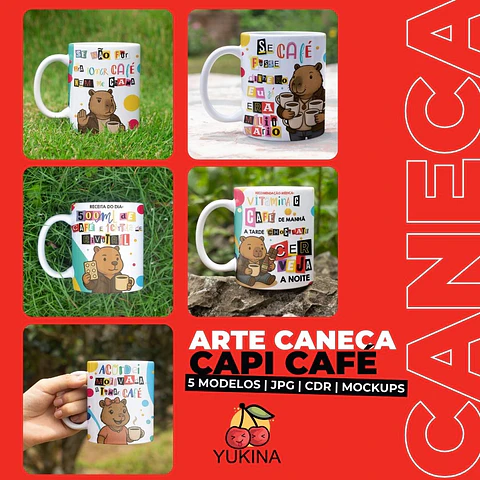 Arquivo Digital Arte Caneca Capivara Café