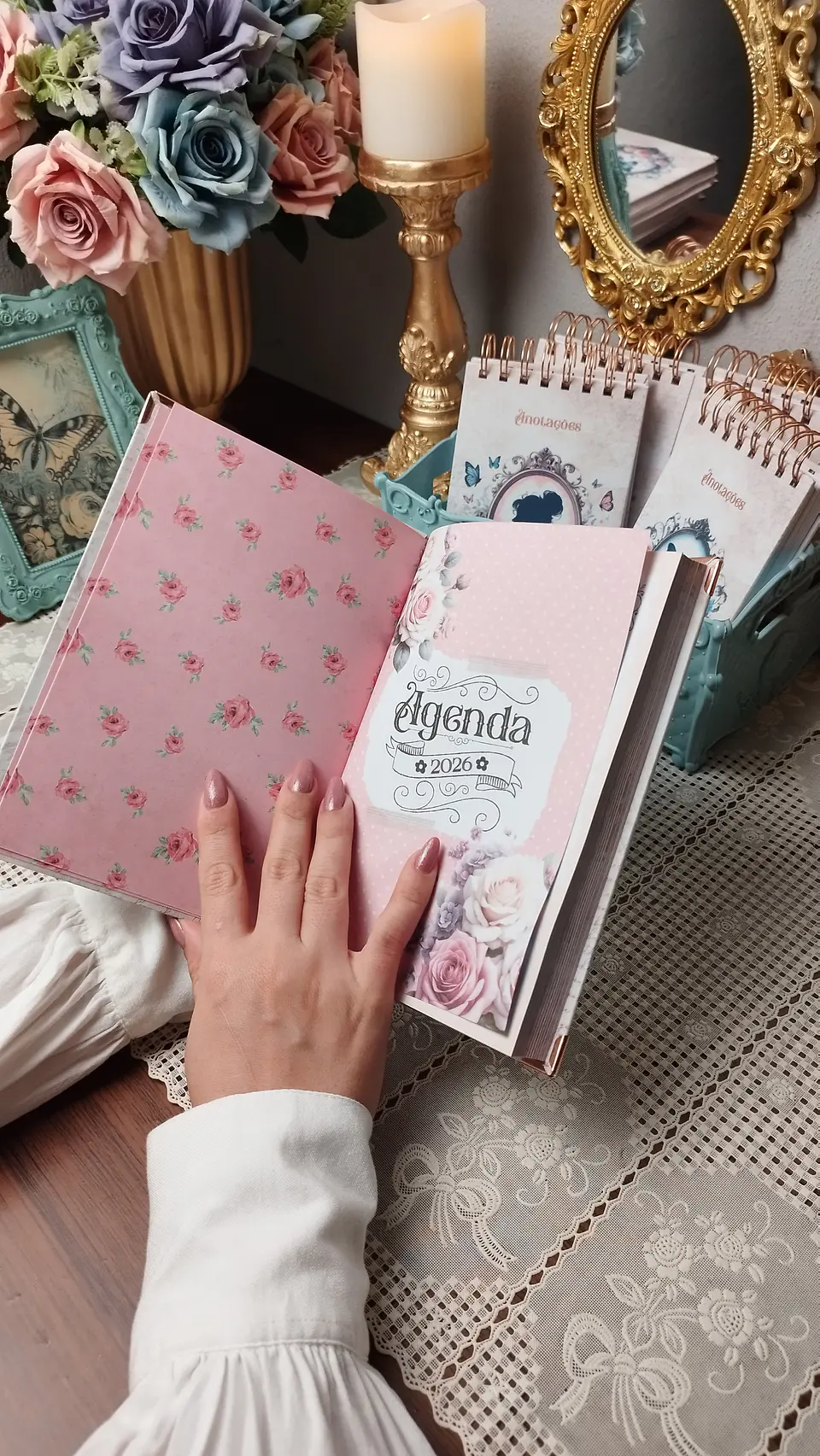 Arquivo Digital Agenda Vintage 2026 Tons de Rosa Costura 7