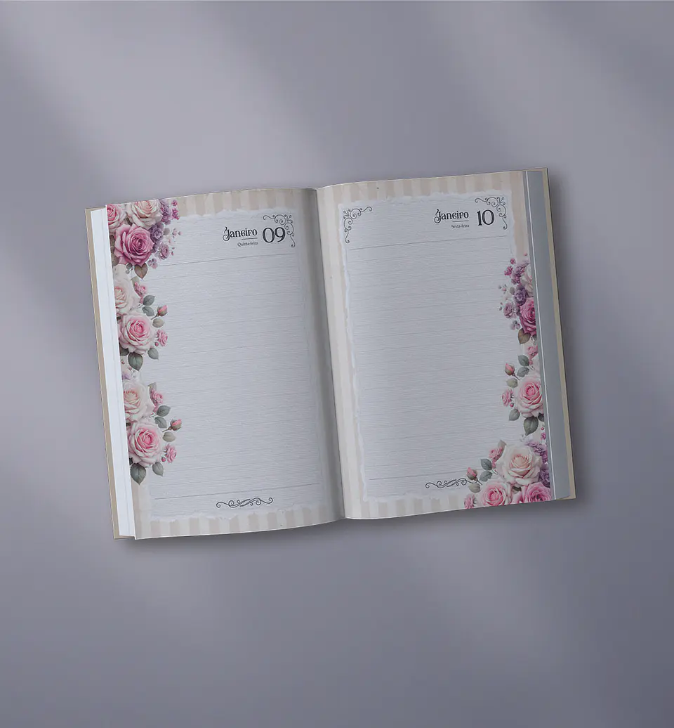 Arquivo Digital Agenda Vintage 2026 Tons de Rosa Costura 8