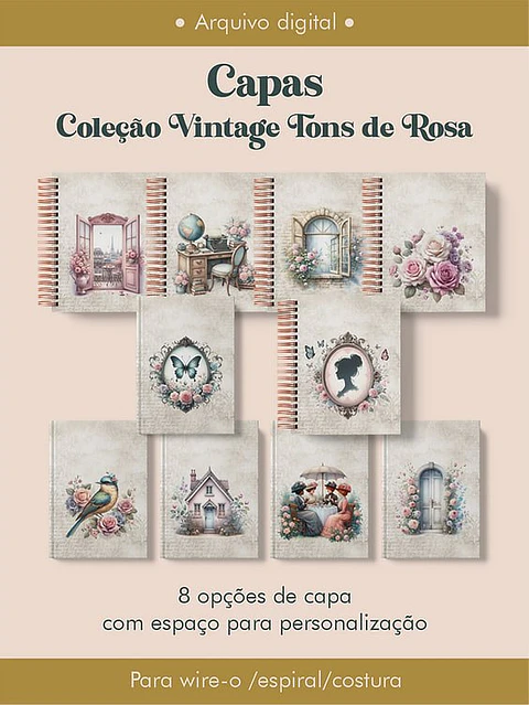 Arquivo Digital Capas Coleção Vintage Tons de Rosa