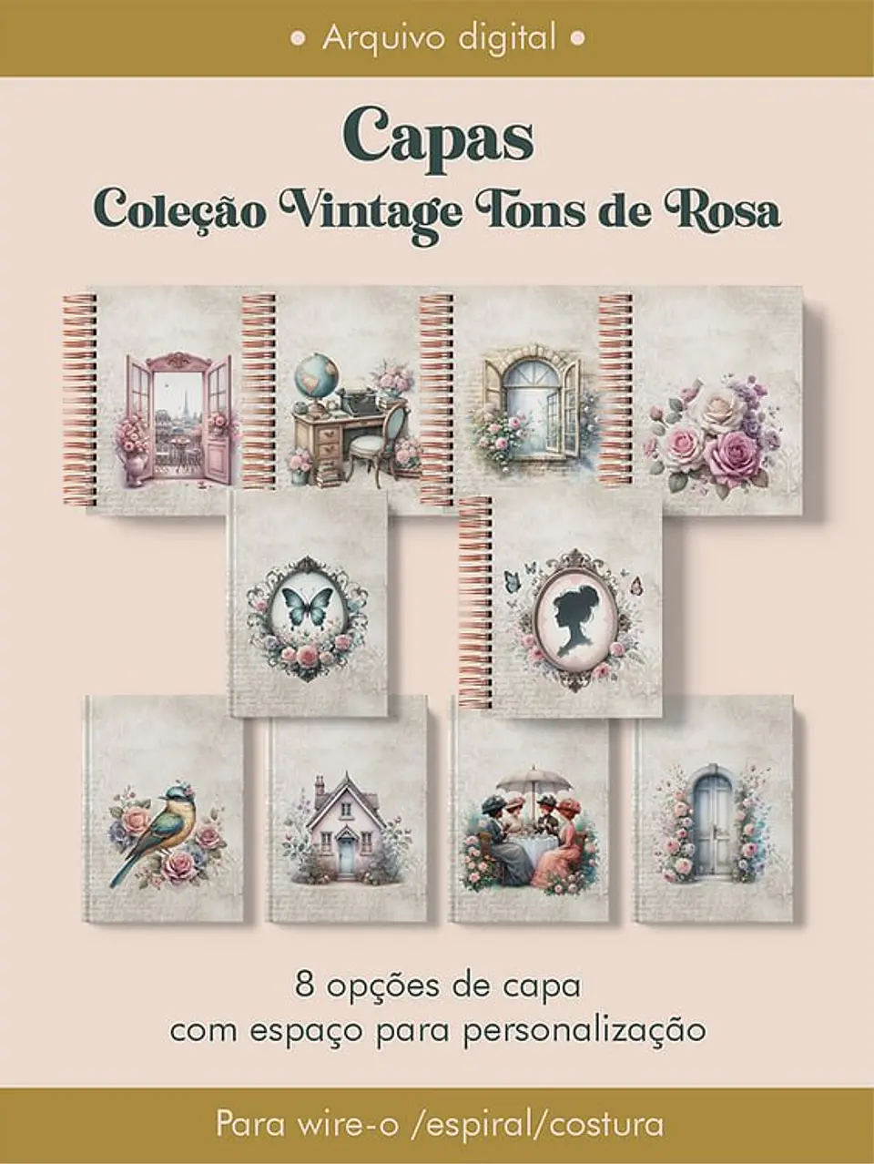 Arquivo Digital Capas Coleção Vintage Tons de Rosa 1