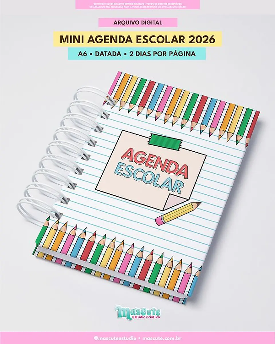 Arquivo Digital Mini Agenda Escolar 2026 A6 + Datada + 2DPP 1