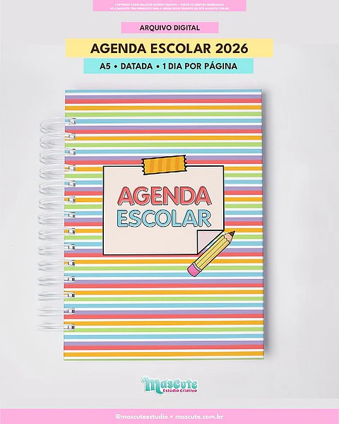 Arquivo Digital Agenda Escolar 2026 A5 + Datada + 1DPP