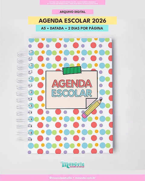 Arquivo Digital Agenda Escolar 2026 A5 + Datada + 2DPP
