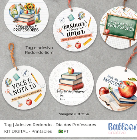 Arquivo kit Tags Professores- Redondo/Quadrado 6cm