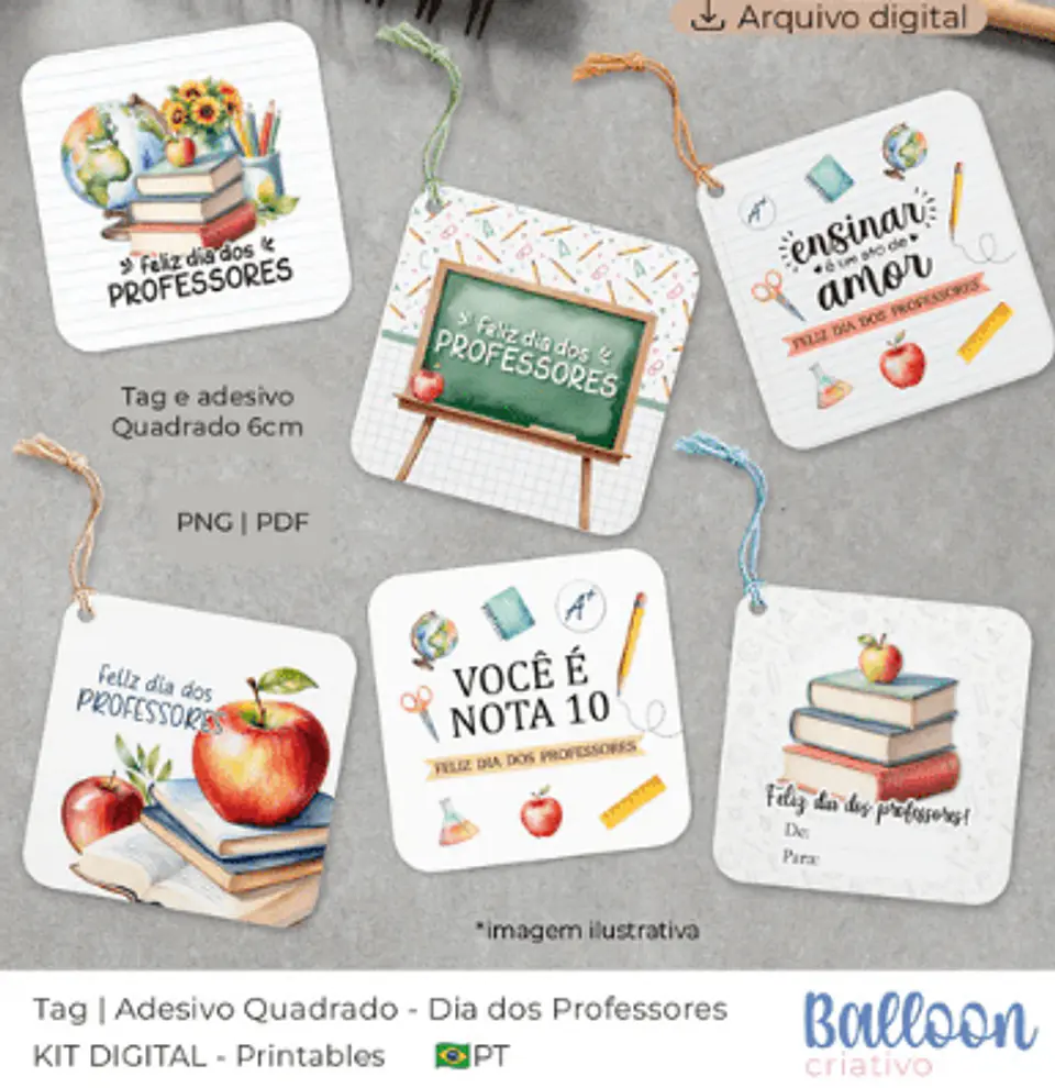 Arquivo kit Tags Professores- Redondo/Quadrado 6cm 2