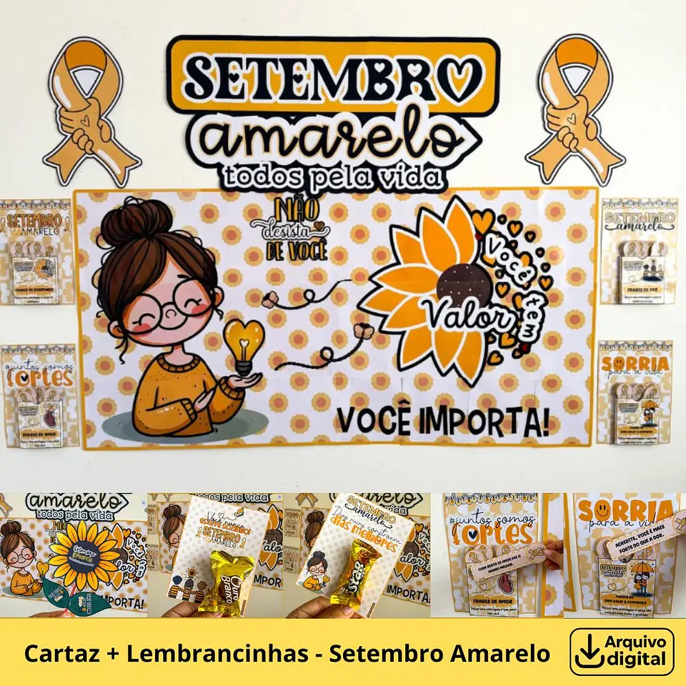 Arquivo de Corte Cartaz + Lembrancinha Setembro Amarelo 1