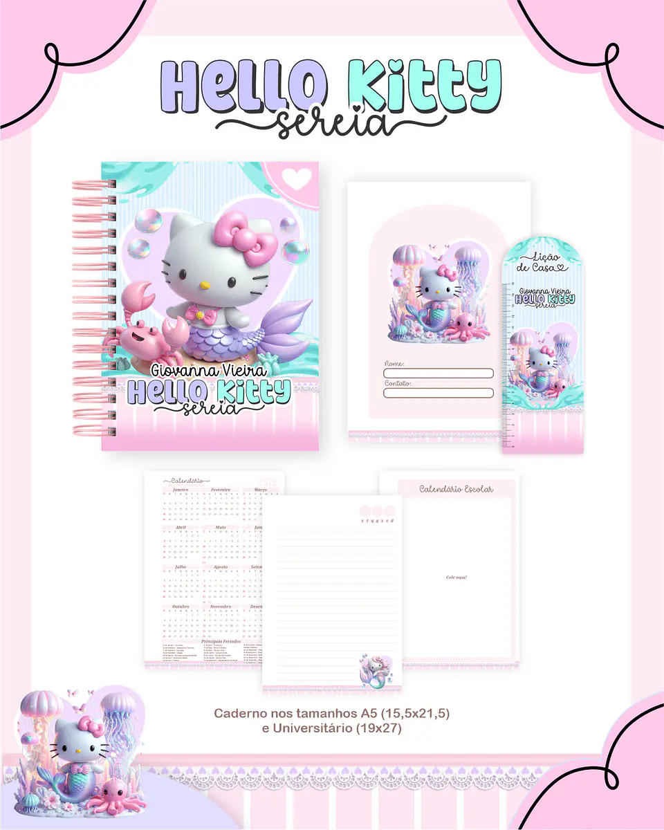 Arquivo Hello Kitty Sereia – Escolar 2026 4